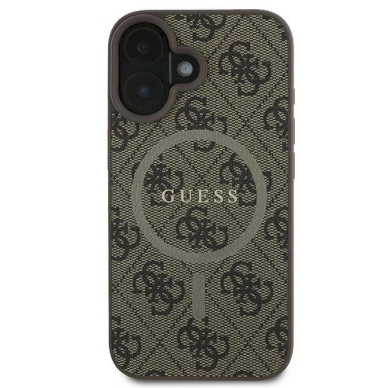 Guess 4G Ring Classic Logo MagSafe iPhone 16 Plus Dėklas - rudas 2 Guess 4G Ring Classic Logo MagSafe iPhone 16 Plus Dėklas - rudas 2