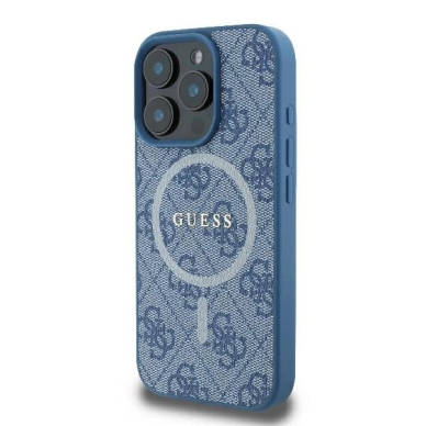 iPhone 16 Pro – Guess 4G Ring Classic Logo MagSafe dėklas - Mėlynas 1