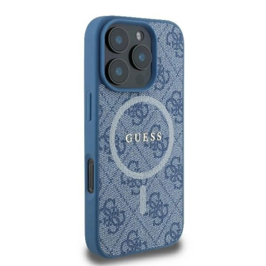 iPhone 16 Pro – Guess 4G Ring Classic Logo MagSafe dėklas - Mėlynas 3