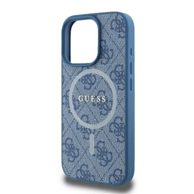 iPhone 16 Pro – Guess 4G Ring Classic Logo MagSafe dėklas - Mėlynas 5