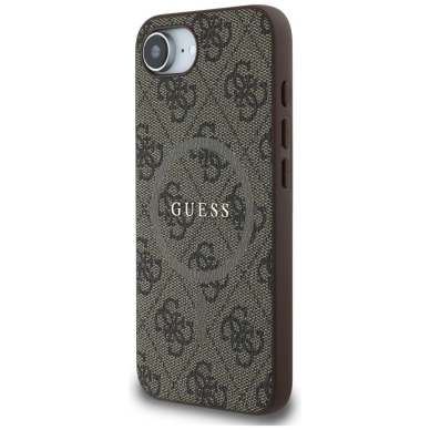 Guess 4G Ring Classic Logo MagSafe iPhone 16e Dėklas - Rudas 1 Guess 4G Ring Classic Logo MagSafe iPhone 16e Dėklas - Rudas 1