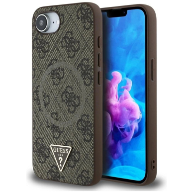 Guess 4G Ring Triangle Logo MagSafe iPhone 16e Dėklas - Rudas