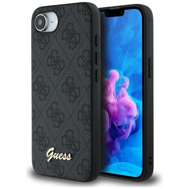 Guess 4G Script Logo MagSafe Dėklas skirtas iPhone 16e - Juodas