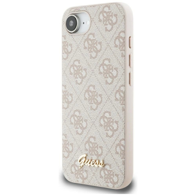 Guess 4G Script Logo MagSafe iPhone 16e Dėklas - Rožinis