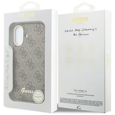 iPhone 17 Guess 4G Script MagSafe dėklas – rudas 7