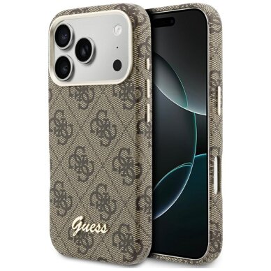 iPhone 17 Pro Guess 4G Script MagSafe dėklas – rudas