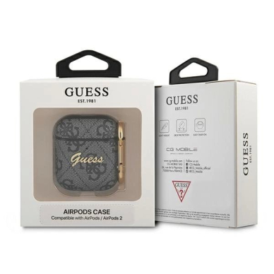 Guess 4G Script Metal Collection Dėklas skirtas AirPods 1 / 2 - Pilkas 2