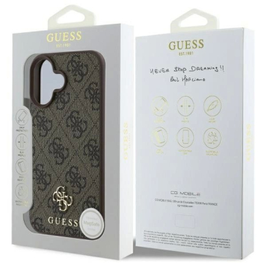 iPhone 16 Guess 4G Small Classic MagSafe dėklas - rudas 7