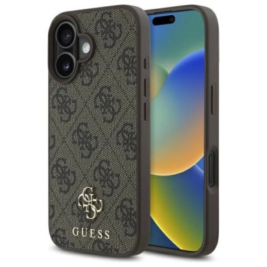 iPhone 16 Guess 4G Small Classic MagSafe dėklas - rudas