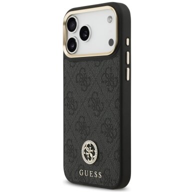 iPhone 17 Pro Max Guess 4G Strass Logo & Big Strap Metal Buttons MagSafe dėklas – juodas 1