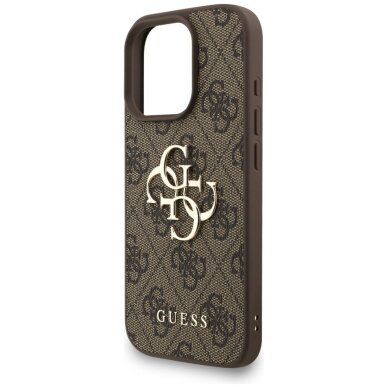 iPhone 16 Pro dėklas Guess 4G Strap 4G Classic Logo – rudas 5