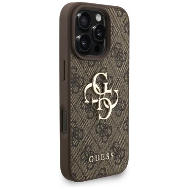 iPhone 16 Pro Max dėklas Guess 4G Strap 4G Classic Logo – rudas 3