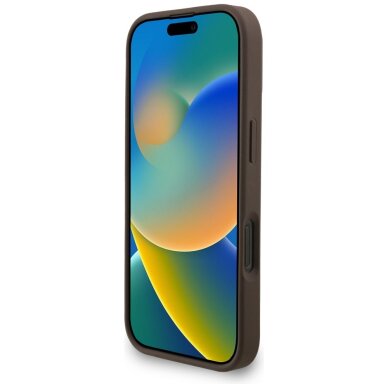 iPhone 16 Pro Max dėklas Guess 4G Strap 4G Classic Logo – rudas 4