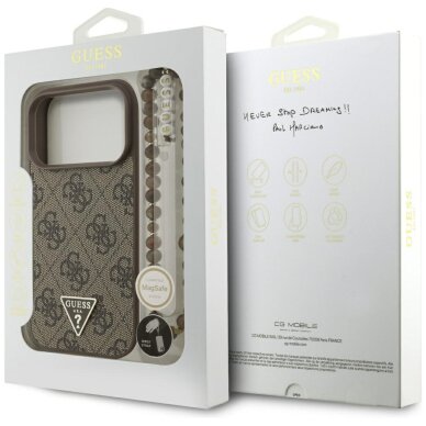 iPhone 17 Pro dėklas Guess 4G Strap Triangle Logo, MagSafe – rudas 7