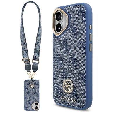 iPhone 17 Guess 4G Strass Logo & Big Strap Metal Buttons MagSafe dėklas – mėlynas iPhone 17 Guess 4G Strass Logo & Big Strap Metal Buttons MagSafe dėklas – mėlynas