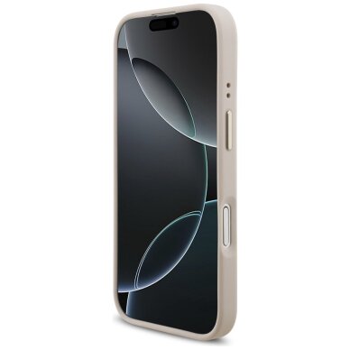 iPhone 17 dėklas Guess 4G Strass Logo & Big Strap Metal Buttons, MagSafe – rožinis 4