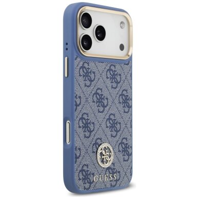 iPhone 17 Pro Max Guess 4G Strass Logo & Big Strap Metal Buttons MagSafe dėklas – mėlynas 3