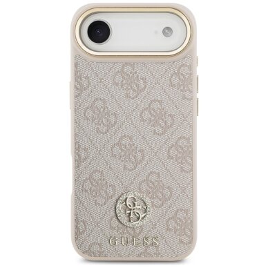 iPhone Air Guess 4G Strass Logo & Big Strap dėklas su metalinėmis sagomis ir MagSafe – rožinis 2