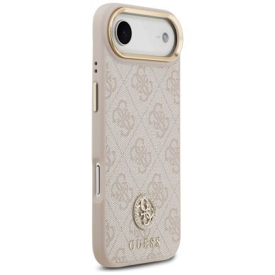 iPhone Air Guess 4G Strass Logo & Big Strap dėklas su metalinėmis sagomis ir MagSafe – rožinis 3
