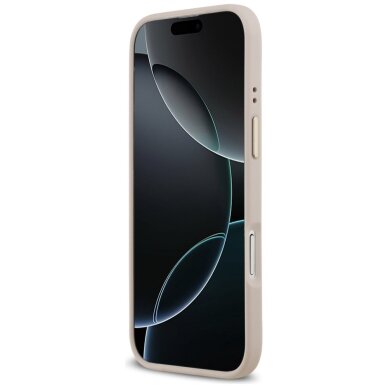 iPhone Air Guess 4G Strass Logo & Big Strap dėklas su metalinėmis sagomis ir MagSafe – rožinis 4