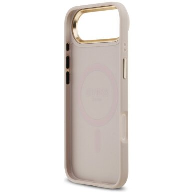 iPhone Air Guess 4G Strass Logo & Big Strap dėklas su metalinėmis sagomis ir MagSafe – rožinis 6