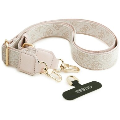 iPhone Air Guess 4G Strass Logo & Big Strap dėklas su metalinėmis sagomis ir MagSafe – rožinis 7