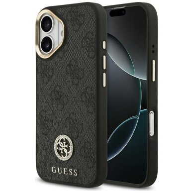 iPhone 17 dėklas Guess 4G Strass Logo, MagSafe – juodas
