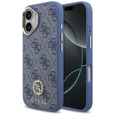 iPhone 17 Guess 4G Strass Logo MagSafe dėklas – mėlynas