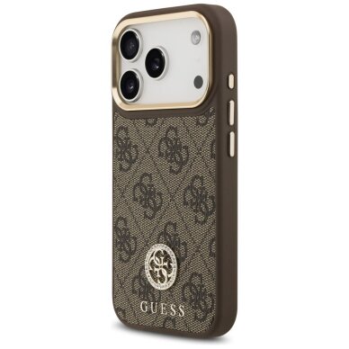 iPhone 17 Pro dėklas Guess 4G Strass Logo, MagSafe – rudas 1