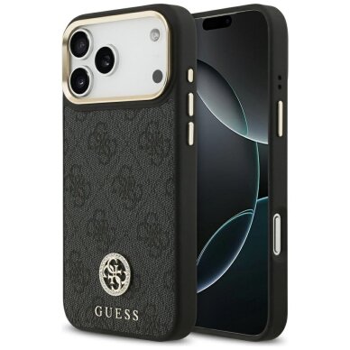 iPhone 17 Pro Max dėklas Guess 4G Strass Logo su MagSafe – juodas