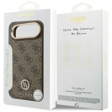 iPhone Air Guess 4G Strass Logo dėklas su MagSafe – rudas 7