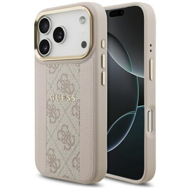 iPhone 17 Pro Guess 4G Stripe MagSafe dėklas – rožinis iPhone 17 Pro Guess 4G Stripe MagSafe dėklas – rožinis