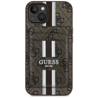 Guess 4G Stripes Dėklas with Magsafe Piniginės tipo skirtas iPhone 15 Rudas 1 Guess 4G Stripes Dėklas with Magsafe Piniginės tipo skirtas iPhone 15 Rudas 1