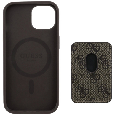 Guess 4G Stripes Dėklas with Magsafe Piniginės tipo skirtas iPhone 15 Rudas 4