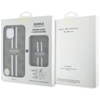 Guess 4G Stripes Dėklas with Magsafe Piniginės tipo skirtas iPhone 15 Rudas 5 Guess 4G Stripes Dėklas with Magsafe Piniginės tipo skirtas iPhone 15 Rudas 5