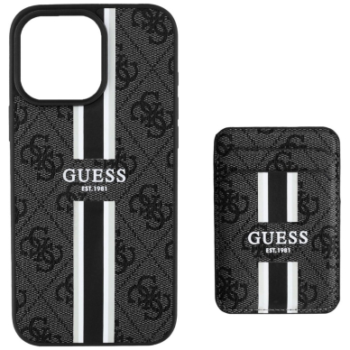 Guess 4G Stripes Dėklas with Magsafe Piniginės tipo skirtas iPhone 16 Pro Max Juodas 2