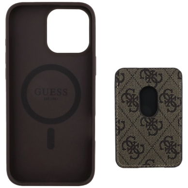 Guess 4G Stripes Dėklas with Magsafe Piniginės tipo skirtas iPhone 16 Pro Max Rudas 3