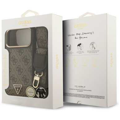 iPhone 17 Pro Max Guess 4G Triangle Logo & Big Strap Metal Buttons MagSafe dėklas – rudas 8 iPhone 17 Pro Max Guess 4G Triangle Logo & Big Strap Metal Buttons MagSafe dėklas – rudas 8