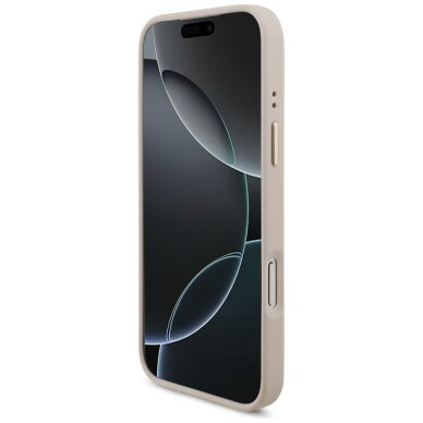 iPhone 17 Pro Max Guess 4G Triangle Logo & Big Strap Metal Buttons MagSafe dėklas – rožinis 4