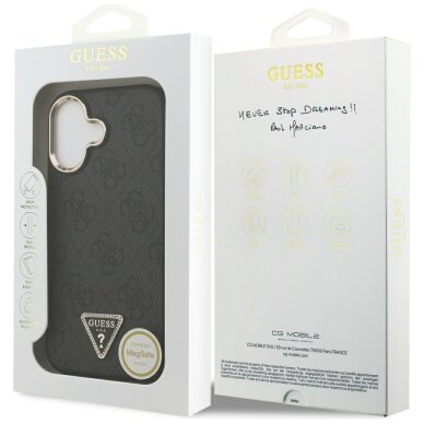 iPhone 17 dėklas Guess 4G Triangle Logo, MagSafe – juodas/auksinis 7