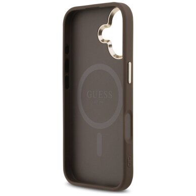 iPhone 17 dėklas Guess 4G Triangle Logo, MagSafe – rudas ir auksinis 6
