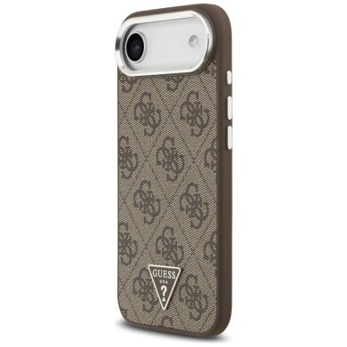iPhone Air dėklas Guess 4G Triangle Logo, MagSafe – rudas 1