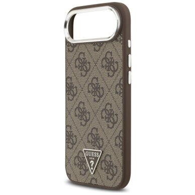 iPhone Air dėklas Guess 4G Triangle Logo, MagSafe – rudas 5