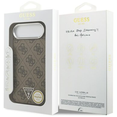 iPhone Air dėklas Guess 4G Triangle Logo, MagSafe – rudas 7