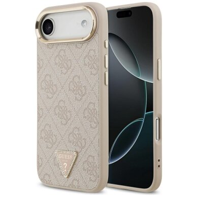 iPhone Air dėklas Guess 4G Triangle Logo, MagSafe – rožinis auksas