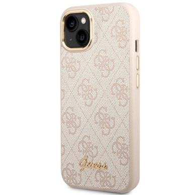 Guess 4G Vintage Gold Logo Dėklas iPhone 14 - Rožinis 1 Guess 4G Vintage Gold Logo Dėklas iPhone 14 - Rožinis 1