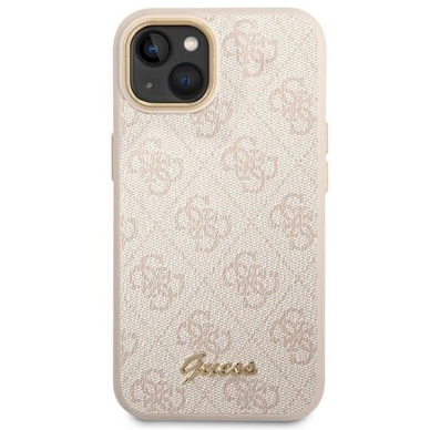 Guess 4G Vintage Gold Logo Dėklas iPhone 14 - Rožinis 2