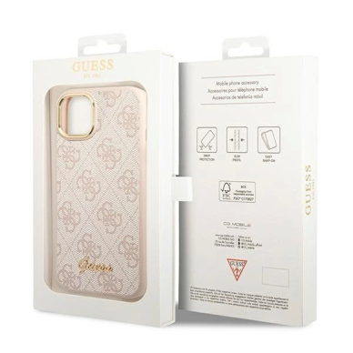 Guess 4G Vintage Gold Logo Dėklas iPhone 14 - Rožinis 7