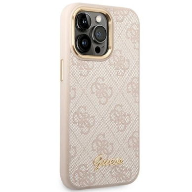 Guess 4G Vintage Gold Logo Dėklas iPhone 14 Pro - Rožinis 3 Guess 4G Vintage Gold Logo Dėklas iPhone 14 Pro - Rožinis 3