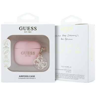 AirPods 4 Guess silikoninis 4G Charm dėklas – rožinis 2